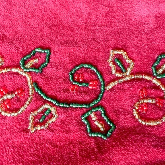 Red Velvet Christmas Placemats w/ Sequin Border, Set of 2, Holiday - Picture 5 of 6